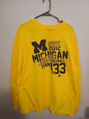 adidas Yellow Michigan Football Long Sleeve Graphic Tee Size 3XL